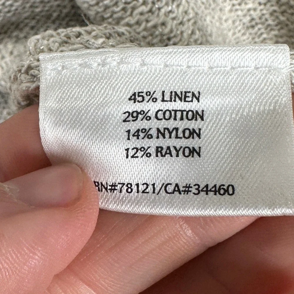 Eileen Fisher Heathered Light Gray/Tan/Taupe Open Front Cardigan Large